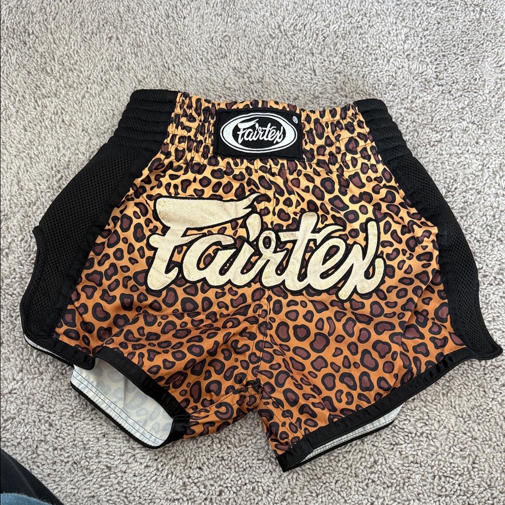 Fairtex Leopard Print Women’s Athletic Shorts - Gold/Black